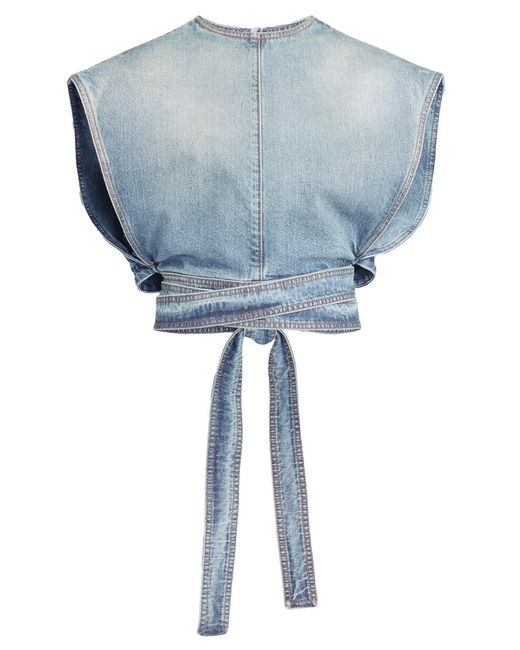 Alaïa Blue Denim Belted Top