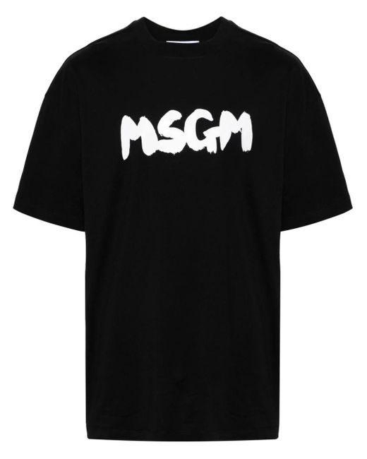 MSGM Black T-shirt Logo for men