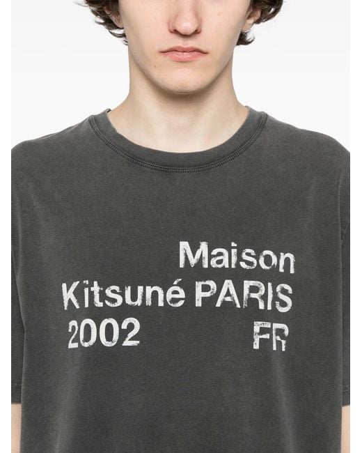 Maison Kitsuné Black Crew Neck T-Shirts for men