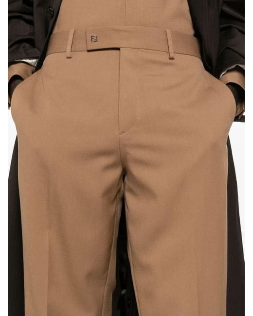 Fendi Brown Wool Gabardine Pants for men