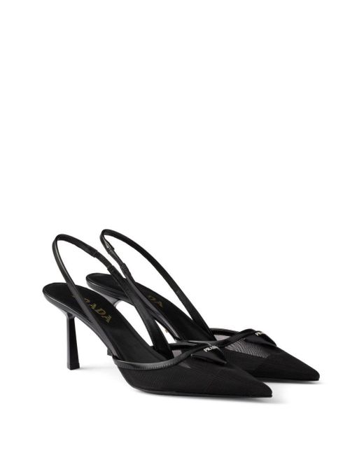Prada Black Mesh Slingback Pumps