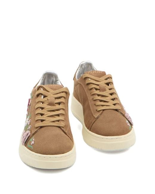 Autry Brown Dallas Low Suede Embellished Sneakers