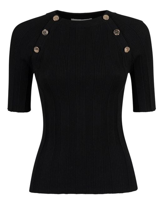 Sportmax Black Fitted Top With Buttons