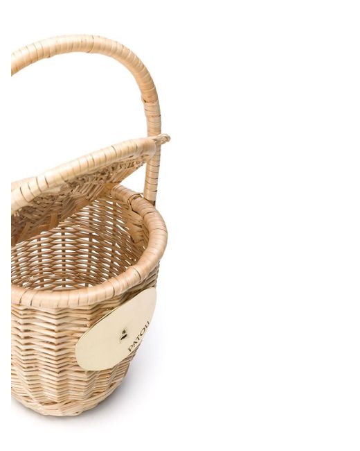 Patou White Wicker Bucket Bag