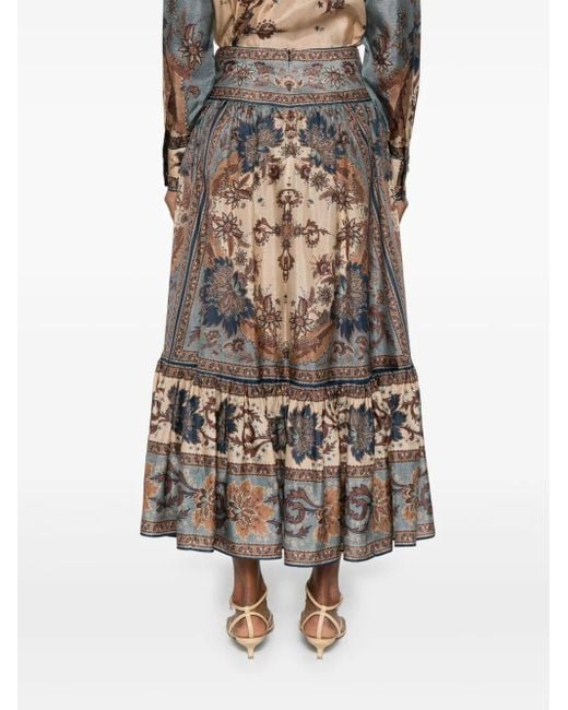 Zimmermann Multicolor Ascension Printed Silk Skirt