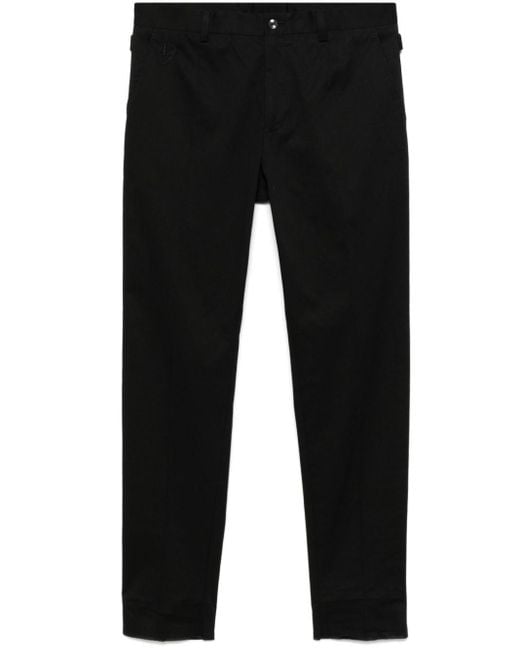 Dolce & Gabbana Black Logo-Embroidered Tapered Leg Cotton Trousers for men