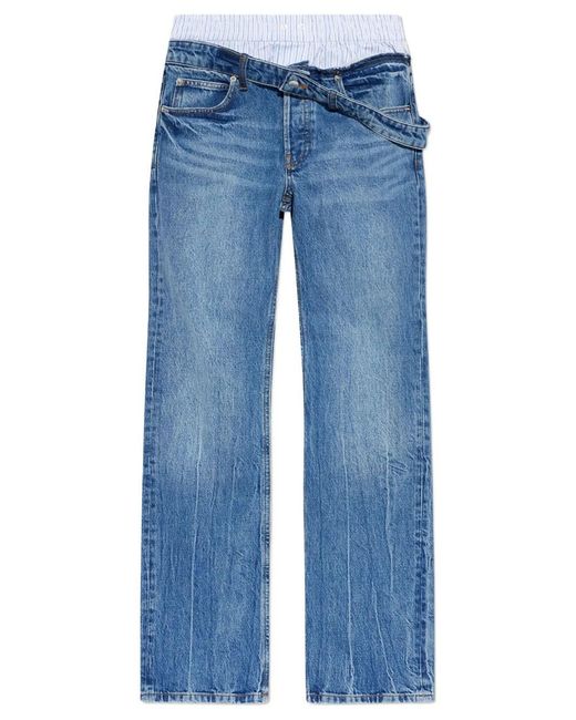Alexander Wang Blue Boxer Detail And Drop Waistband Slim Fit Jeans
