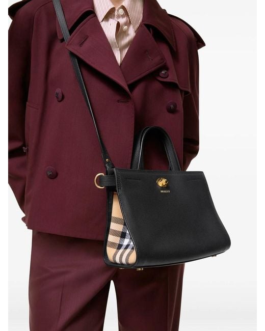 Burberry Black Mini Cotswolds Check Tote Bag