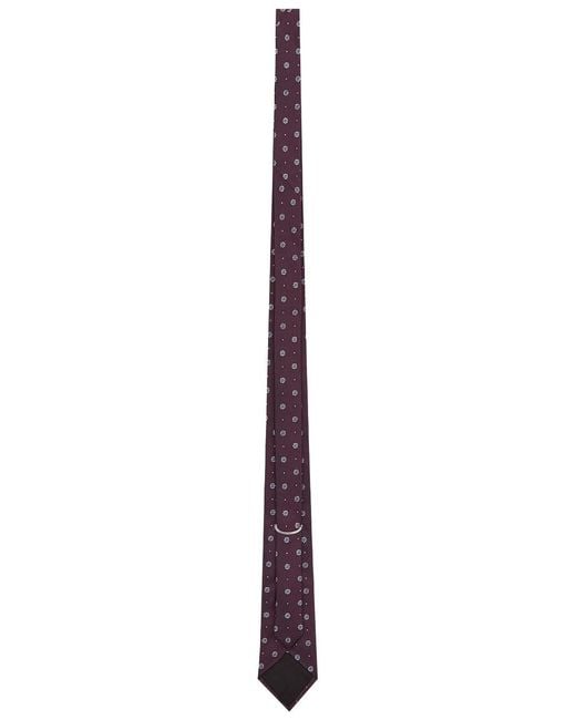 Saint Laurent Purple Jacquard Silk Tie for men