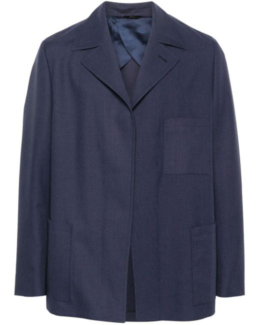 Fendi Blue Wool Martingale Jacket for men