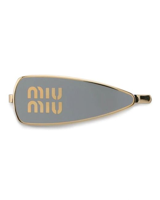 Miu Miu Blue Enameled Metal Hair Clip