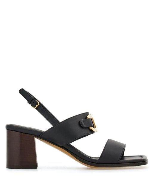 Ferragamo Black Lou 55mm Leather Slingback Sandals