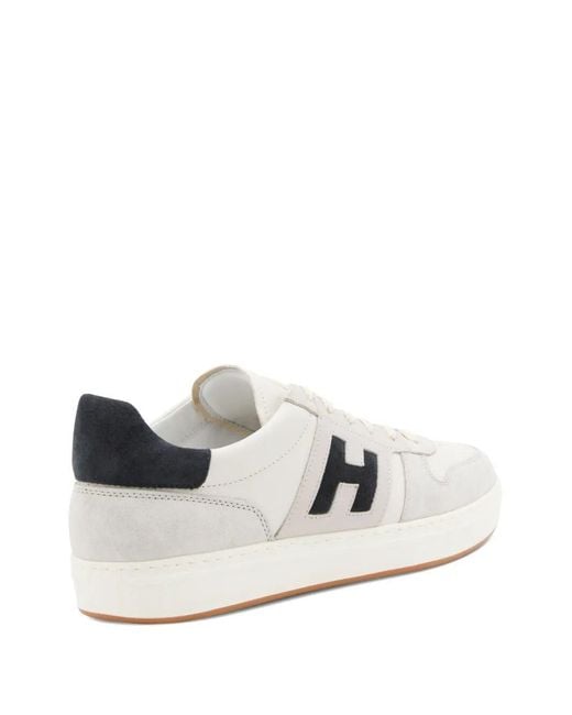 Hogan White Off- Low-Top Suede Accent Sneakers for men