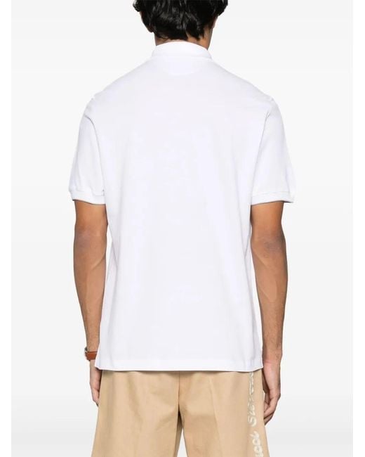 Brunello Cucinelli White Logo Cotton Polo Shirt for men