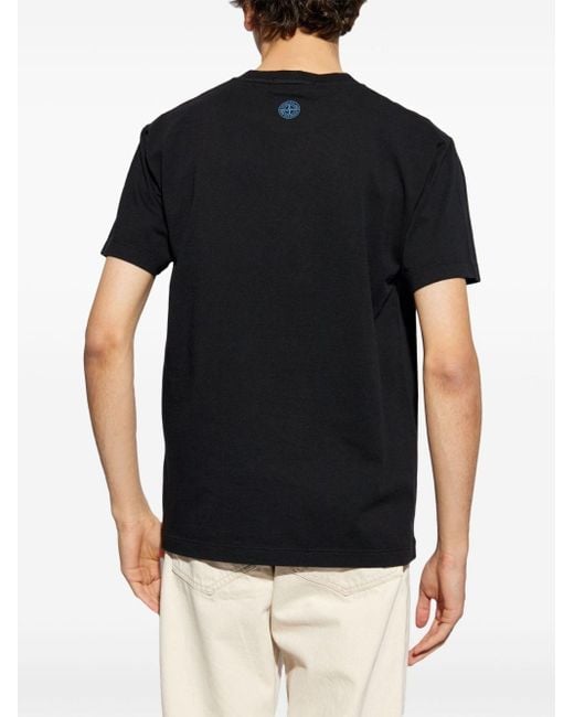 Stone Island Black Logo Print T-Shirt for men