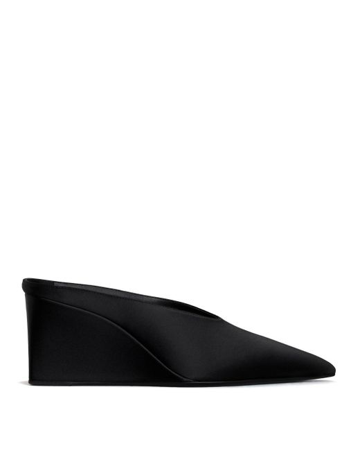 Alaïa Black Cube Wedge Satin Mules Shoes