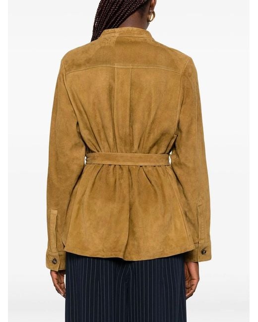 Yves Salomon Brown Belted Suede Jacket