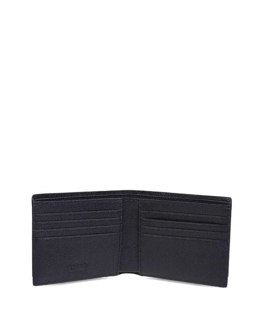 Tod's Blue Silver Logo T Timeless Leather Bi-fold Wallet for men