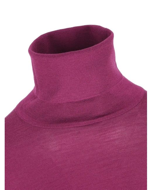 Saint Laurent Pink Roll-Neck Wool Sweater Clothing