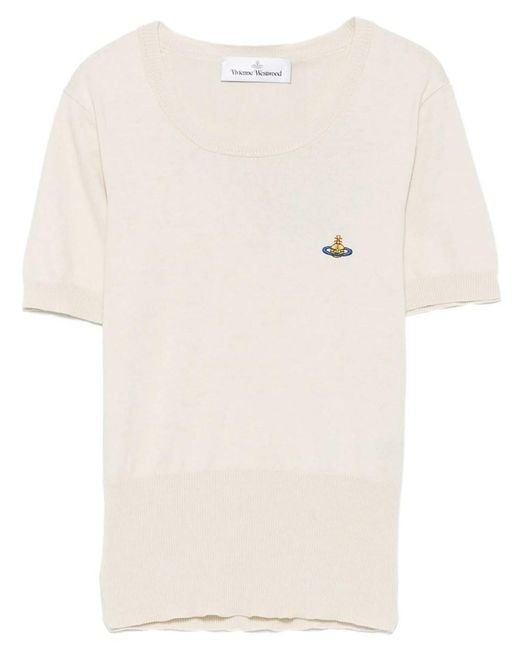 Vivienne Westwood Natural Top Bea Short Sleeve With Orb Embroidery