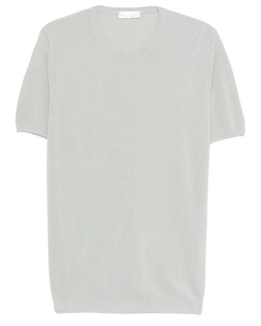 Roberto Collina White Ribbed Knit Cotton Blend T-Shirt for men