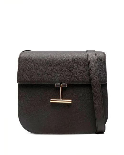 Tom Ford Black Grained Leather Tara Medium Crossbody Bag