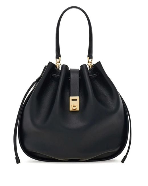 Ferragamo Black Hug Bucket Bag