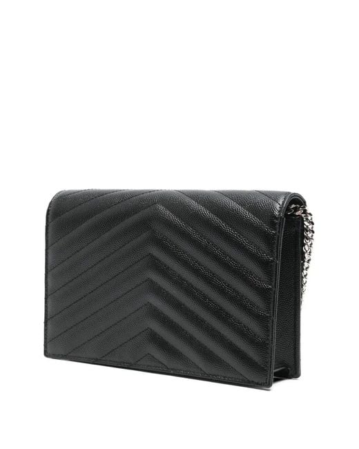 Saint Laurent Black Cassandre Envelope Chain Wallet