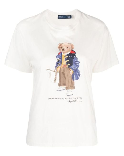Polo Ralph Lauren White Polo Bear Graphic-print Cotton-jersey T-shirt