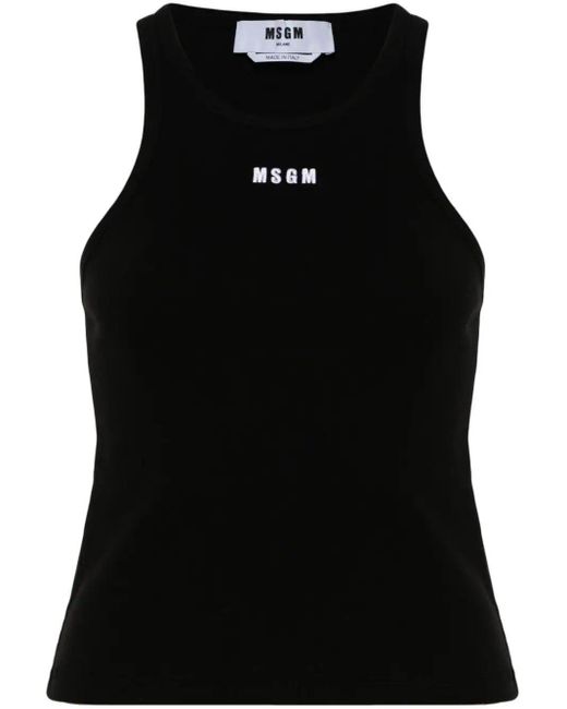 MSGM Black Ribbed Tank Top Clothing