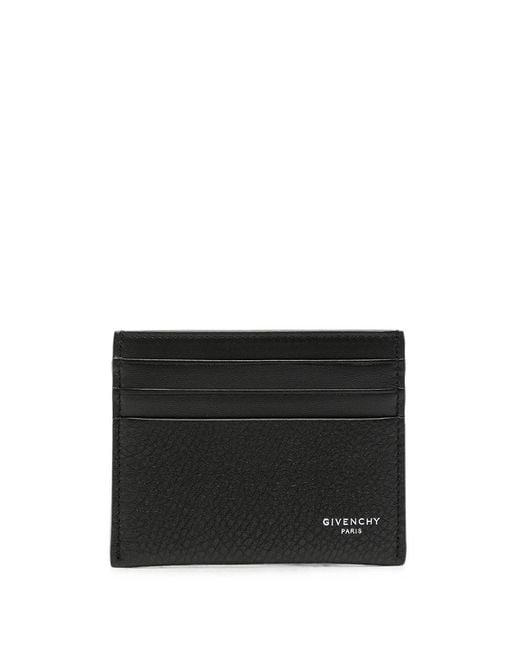 Givenchy Black Logo-Print Grained Leather Card Holder for men