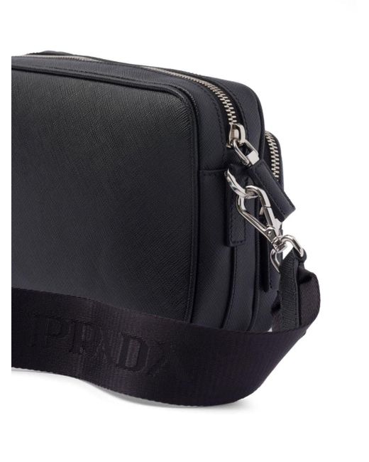 Prada Black Triangle-logo Saffiano Leather Shoulder Bag for men
