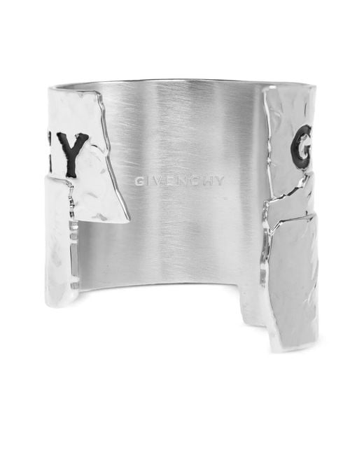 Givenchy White Tape Textured Metal Cuff Bracelet Accessories