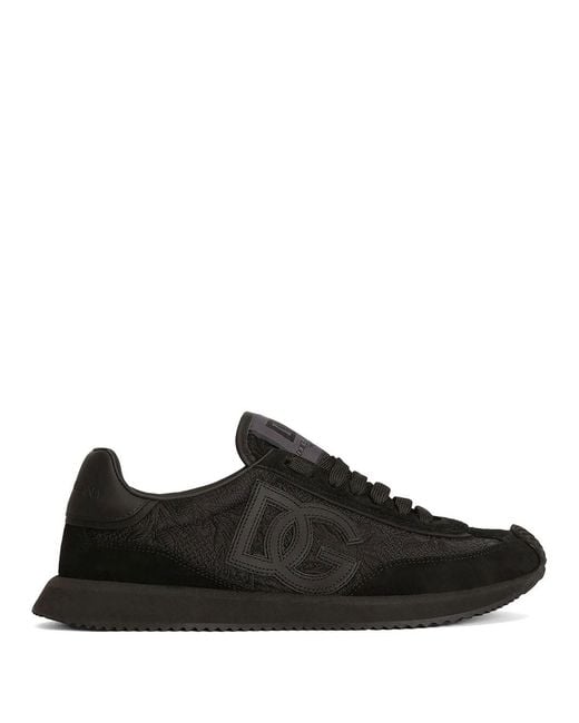 Dolce & Gabbana Black Dg Cushion Sneakers In Fabric