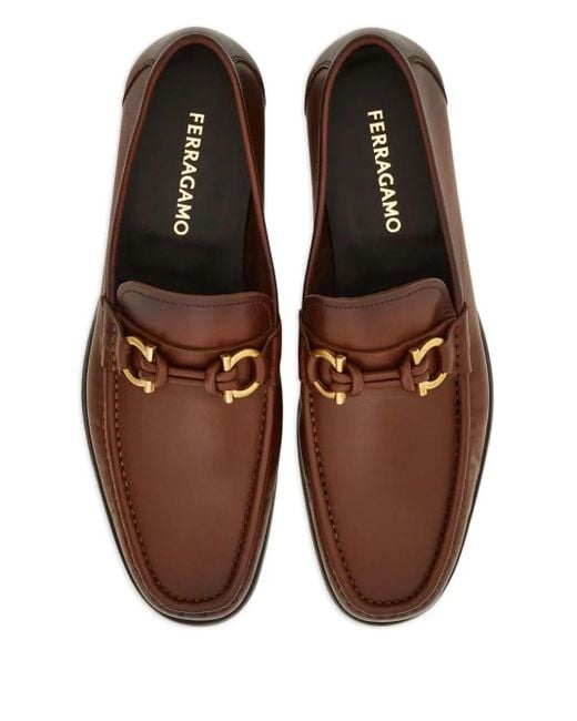 Ferragamo Brown Alain Leather Loafers With Hues Shoes for men