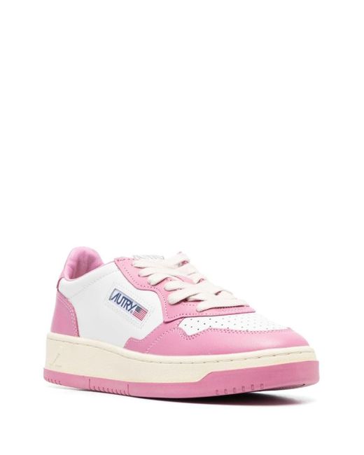 Autry Pink Medalist Low-top Leather Sneakers