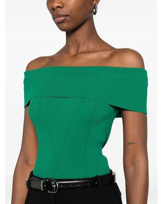 Givenchy Green Off The Shoulder Cotton Top