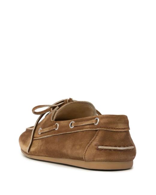 Miu Miu Brown Logo-Embossed Suede Loafers