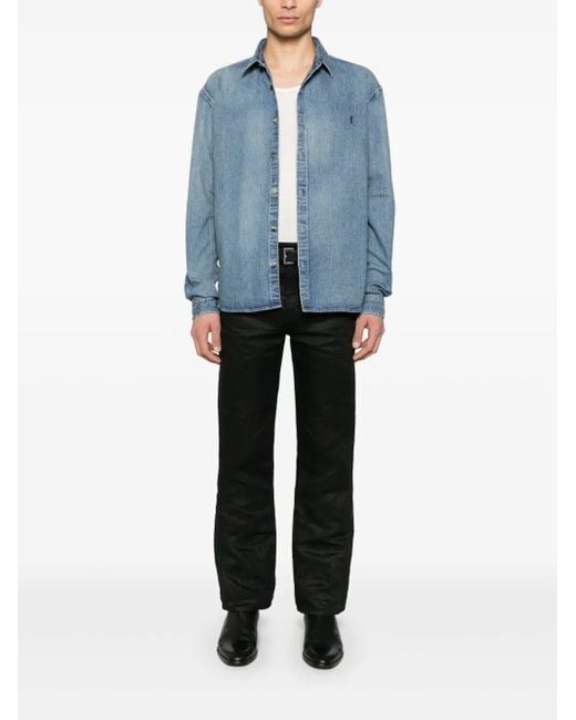 Saint Laurent Blue Cassandre Denim Shirt for men