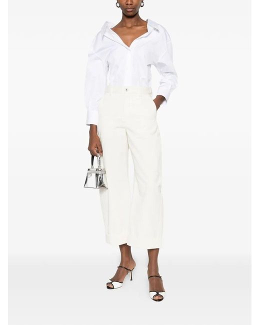 Givenchy White Cotton And Wool Cocoon Cropped Cargo Pants