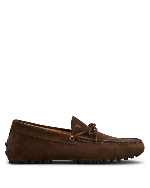 Tod's Brown Gommino Suede Loafers With Lace Shoes for men