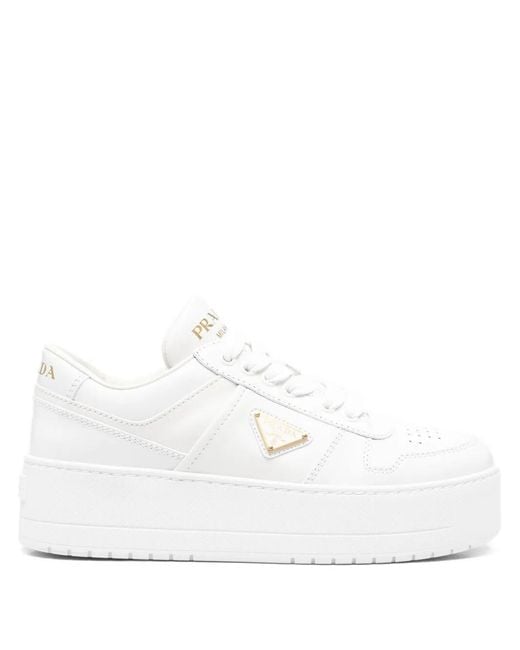 Prada White Downtown Bold Leather Sneakers