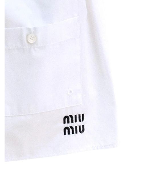 Miu Miu White Multipocket Miniskirt With Embroidered Logo