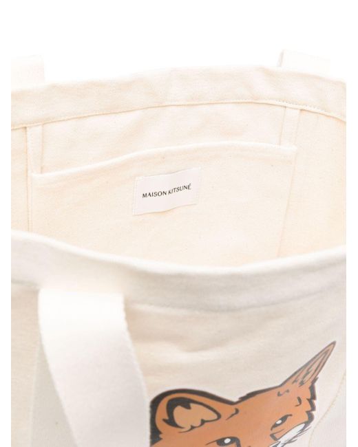 Maison Kitsuné White Chillax Fox Tote Bag