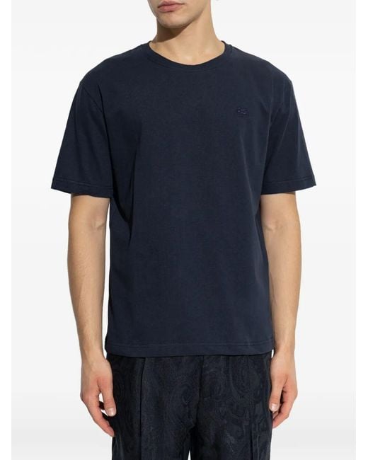 Etro Blue Crewneck Logo T-Shirt for men