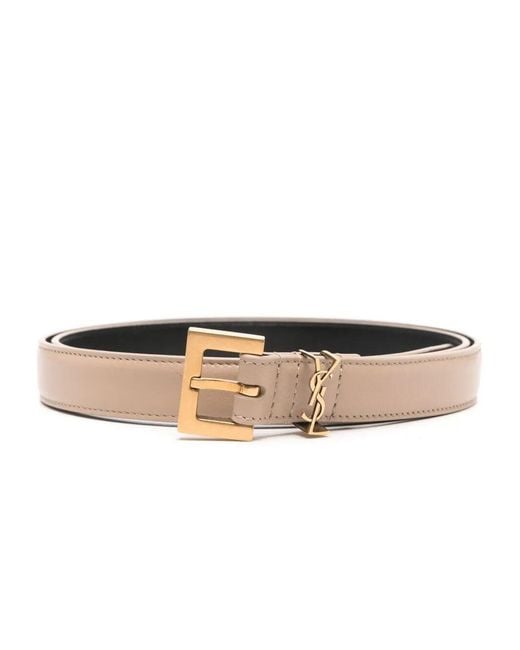 Saint Laurent Natural Slim Mini Belt With Adjustable Buckle