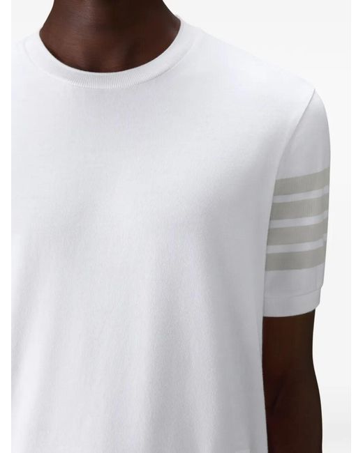 Thom Browne White Cotton Jersey 4-Bar T-Shirt Clothing for men