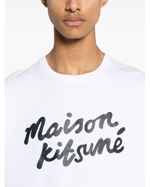 Maison Kitsuné White Logo Cotton T-Shirt for men