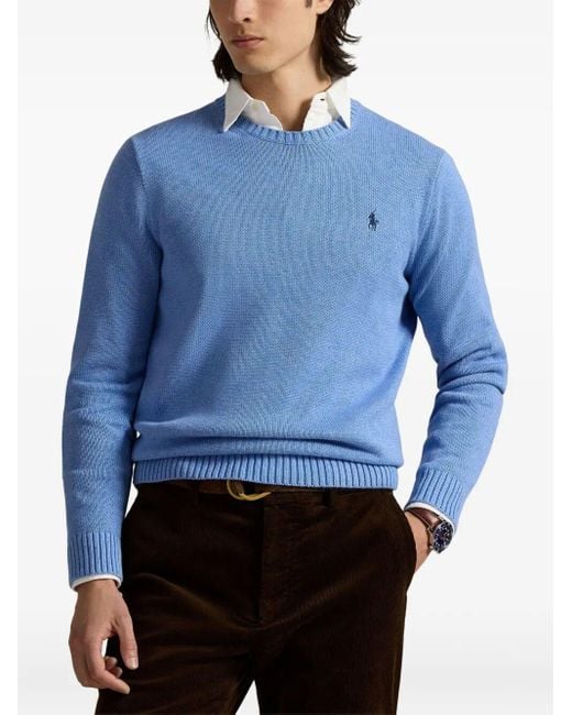 Polo Ralph Lauren Blue Polo Pony Cotton Knit Pullover for men