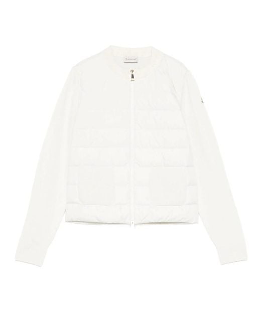 Moncler White Wool Padding Cardigan With Zip